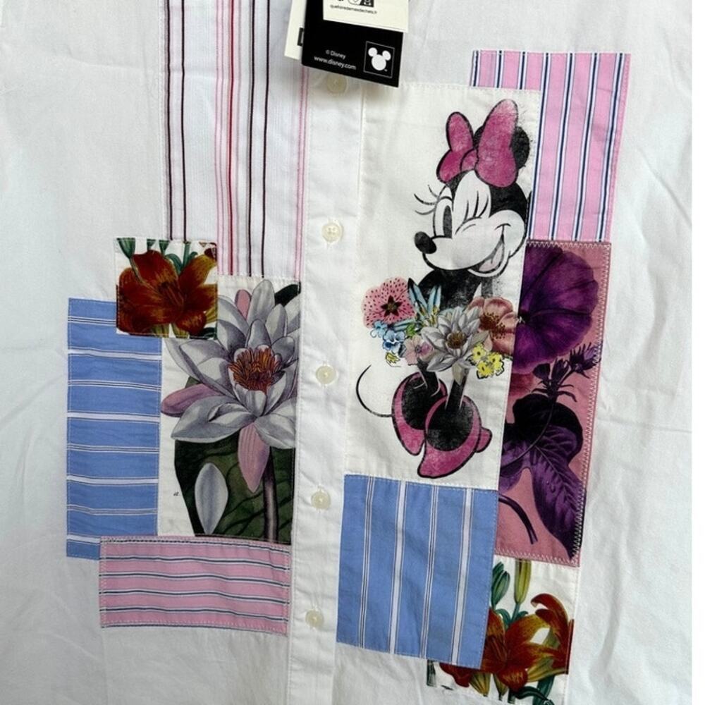 Desigual Disney Women's Minnie Mouse Patchwork Floral Button Down Shirt NWT Med - Picture 9 of 10